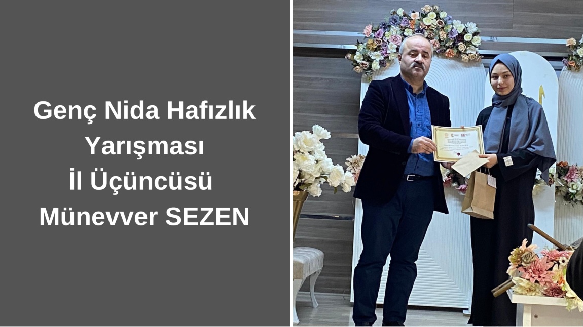 Hafızlık Yarışması İl Üçüncüsü Münevver SEZEN